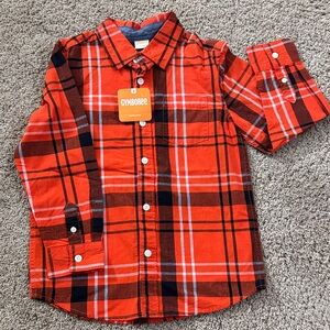 Gymboree Kids Orange and Black Plaid Button Down Shirt